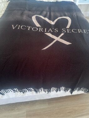 Victoria's Secret Black Blanket with White Logo